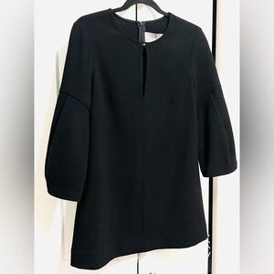 NWT [Lela Rose] Black Full Sleeve Crepe Keyhole Tunic Shift Dress/Top Womens 8